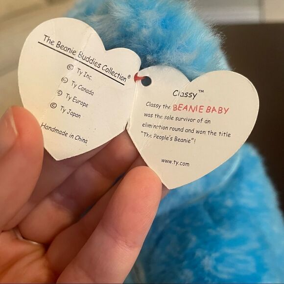 Ty Original Beanie Buddy Collection Retired 2002 Blue Bear Plush Toy 12” - Picture 5 of 5